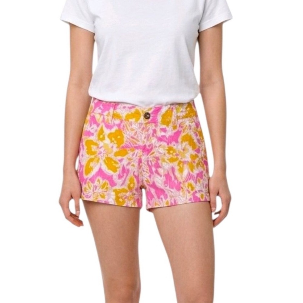 Lilly Pulitzer Callahan Shorts Womens 12 Pink Floral Ooh La La Excellent 19280